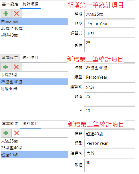 設定統計項目